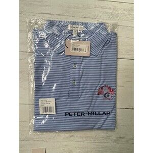 Peter Millar Crown Comfort Polo MS24K54S Blue Stripe Size L $115
